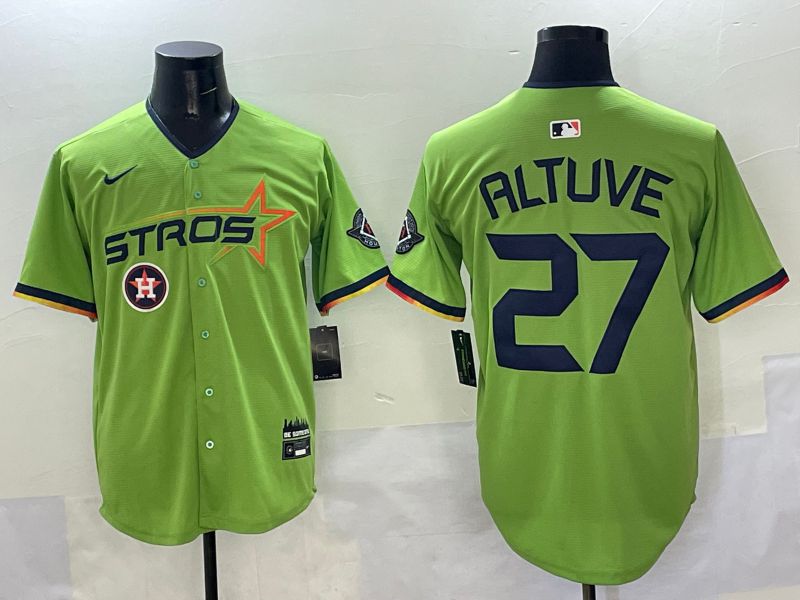 Men Houston Astros 27 Altuve Green three generations Joint Name 2025 Nike MLB Jersey style 12